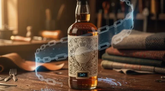 Blockchain-powered authentication system for premium British luxury items with digital verification interfaces