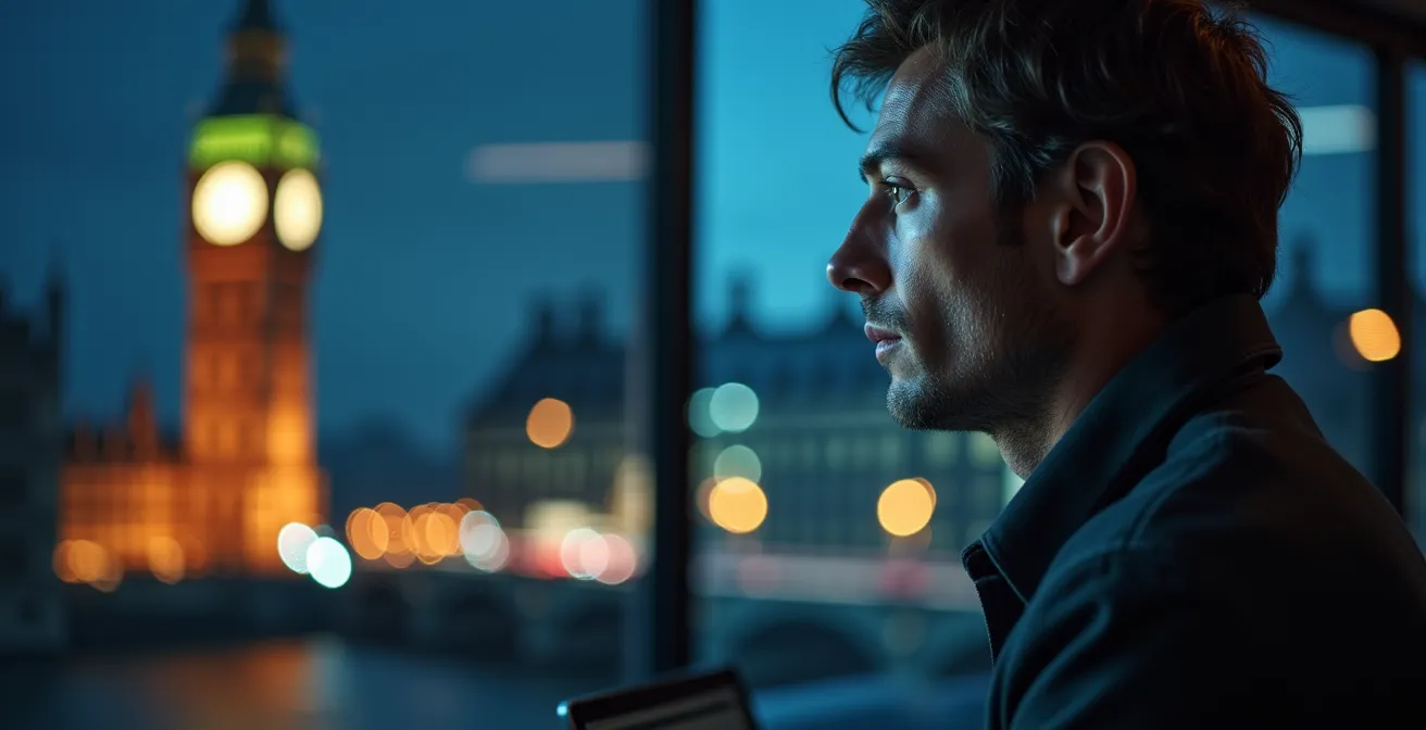 Time-lapse photography of data flow patterns resembling London traffic streams