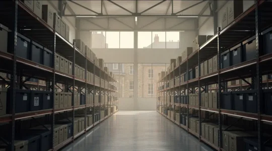 Modern British warehouse facility with diverse supply chain elements showing resilience and adaptation