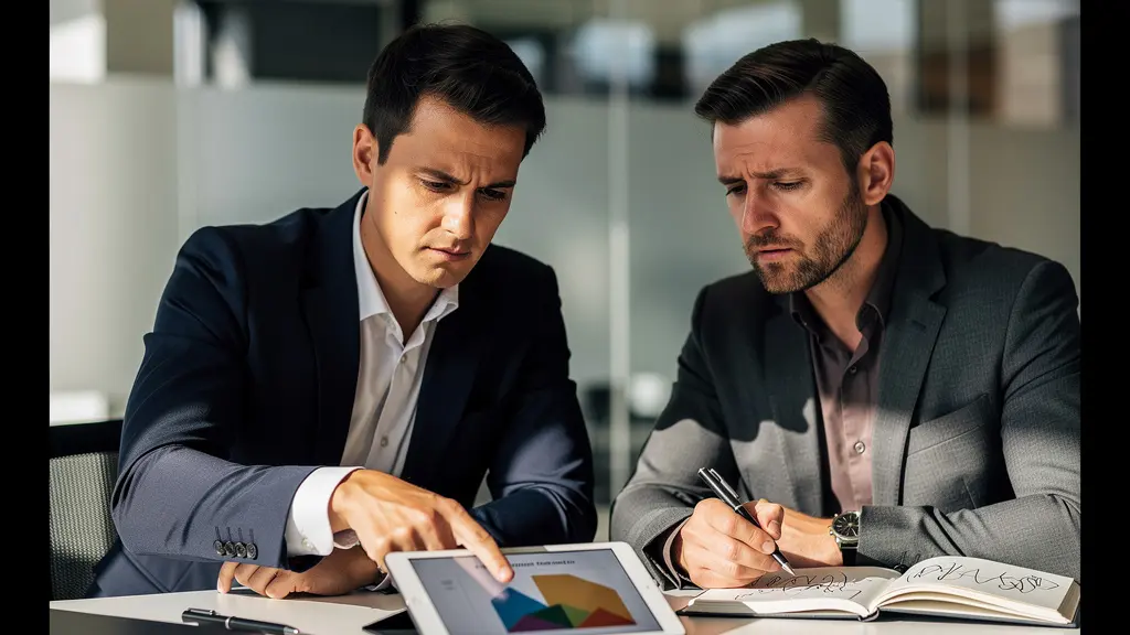 UK finance professionals reviewing revenue documents in meeting